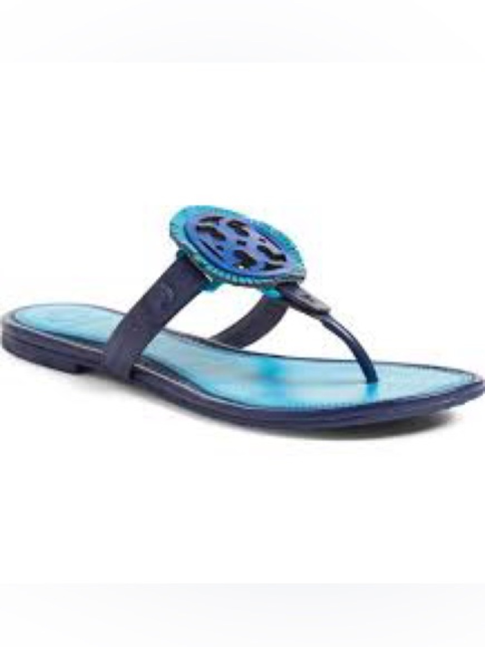Tory Burch Blue Fringe Miller Sandal Size 8